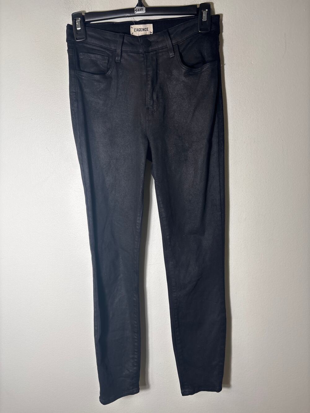 L'Agence Black Margot Skinny High Rise Shimmery Pants Sz 26